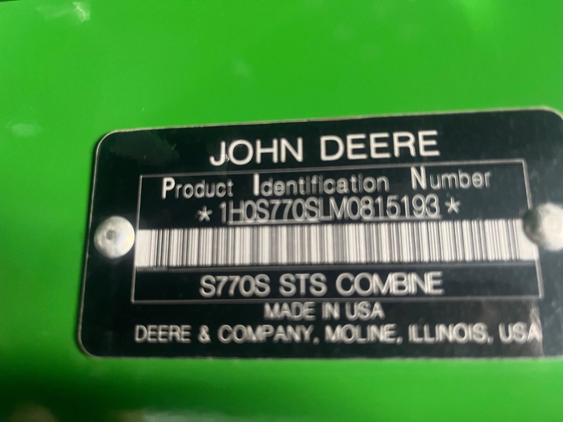 2021 John Deere S770 Image