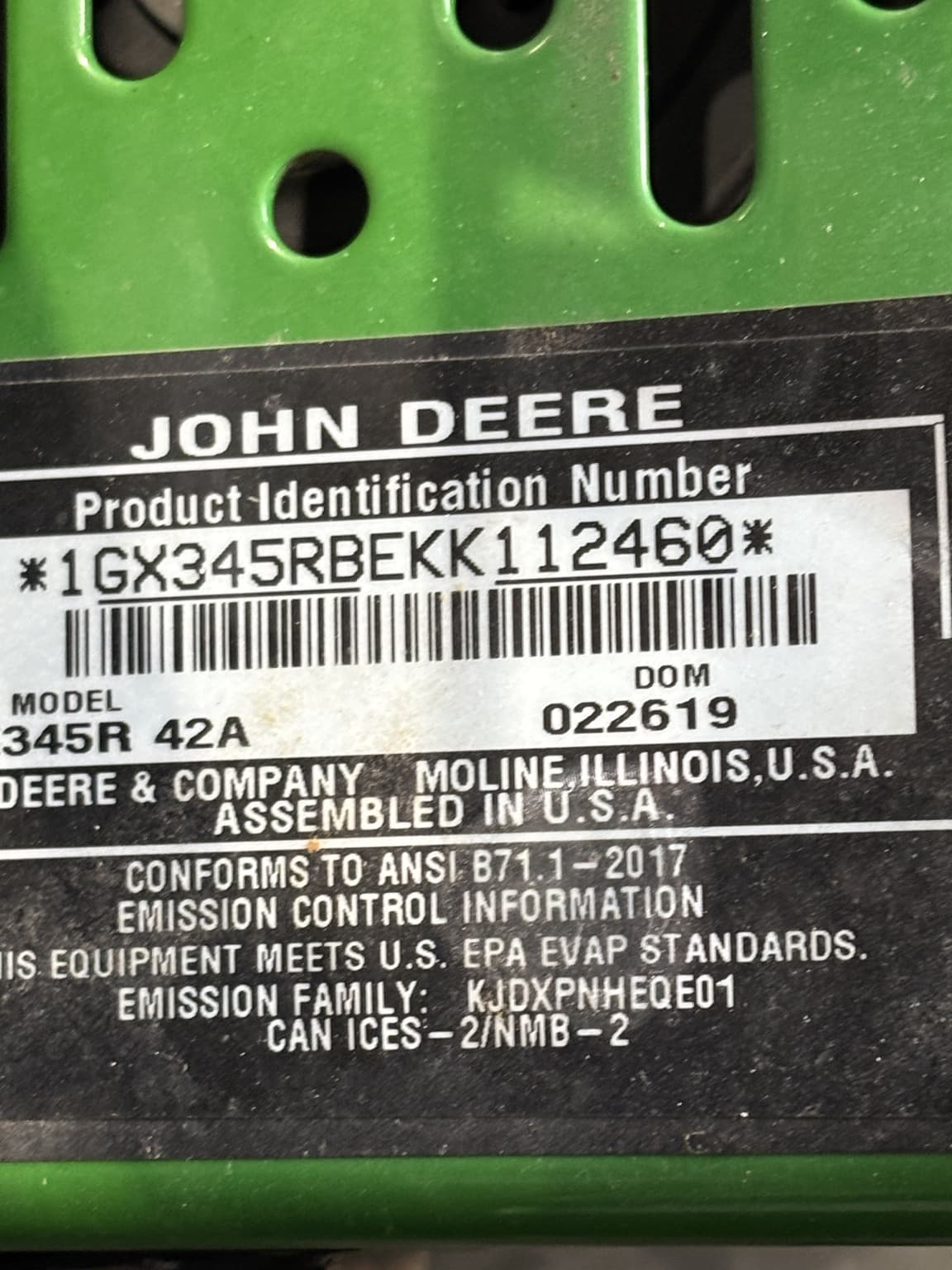 2019 John Deere Z345R Image