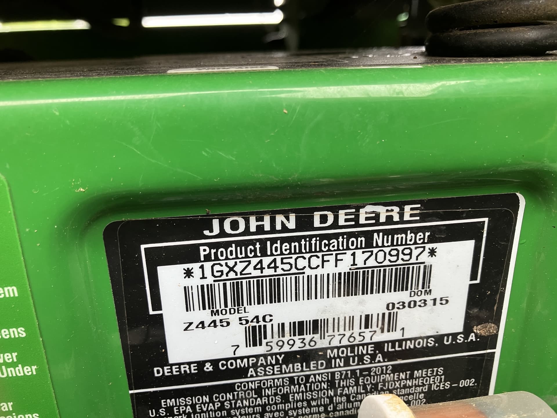2015 John Deere Z445 Image