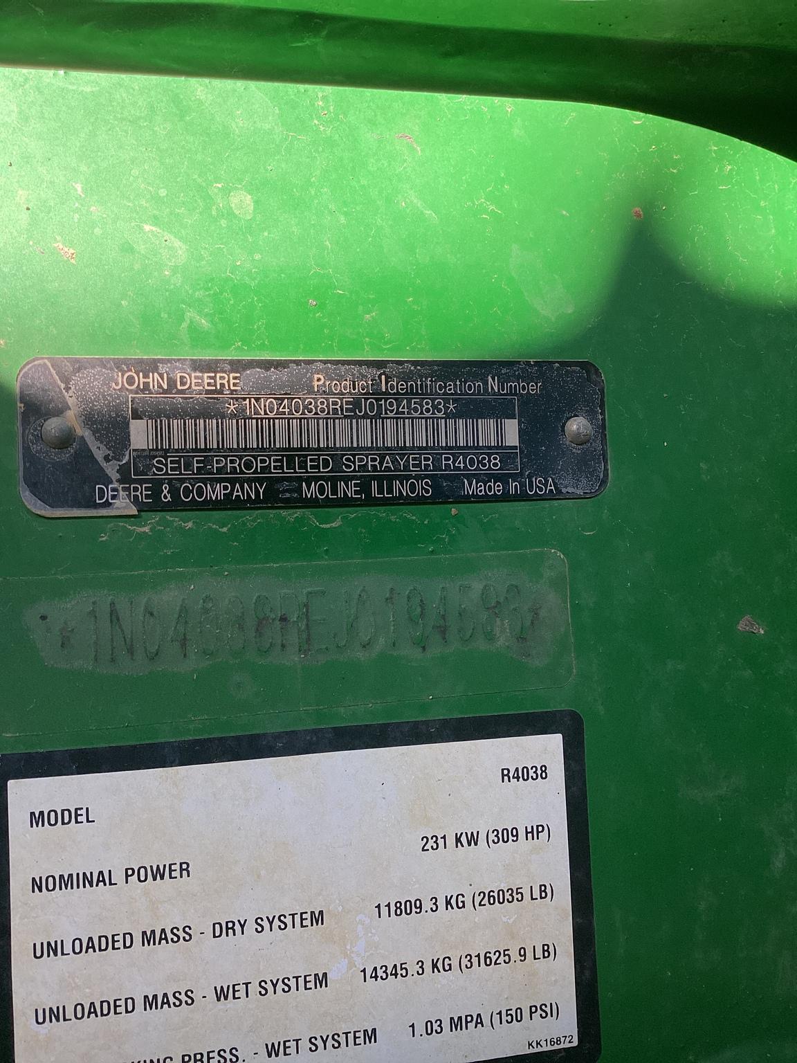 2019 John Deere R4038 Image