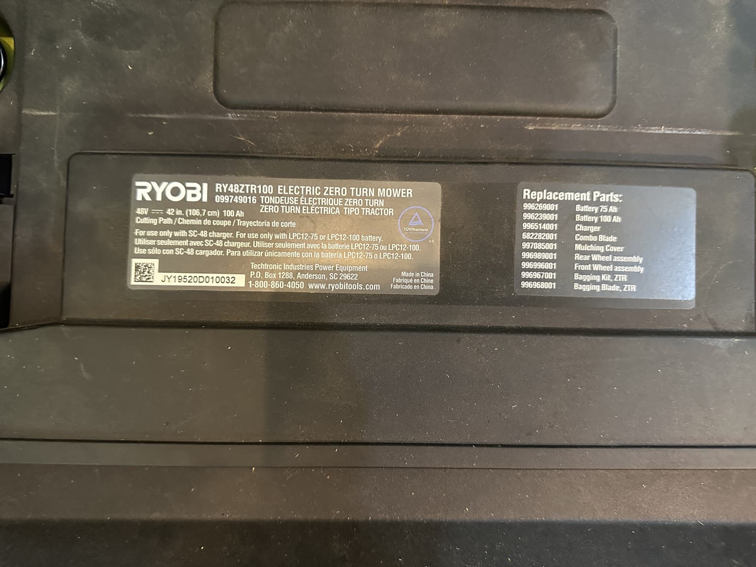 Miscellaneous RYOBI RY48ZTR100