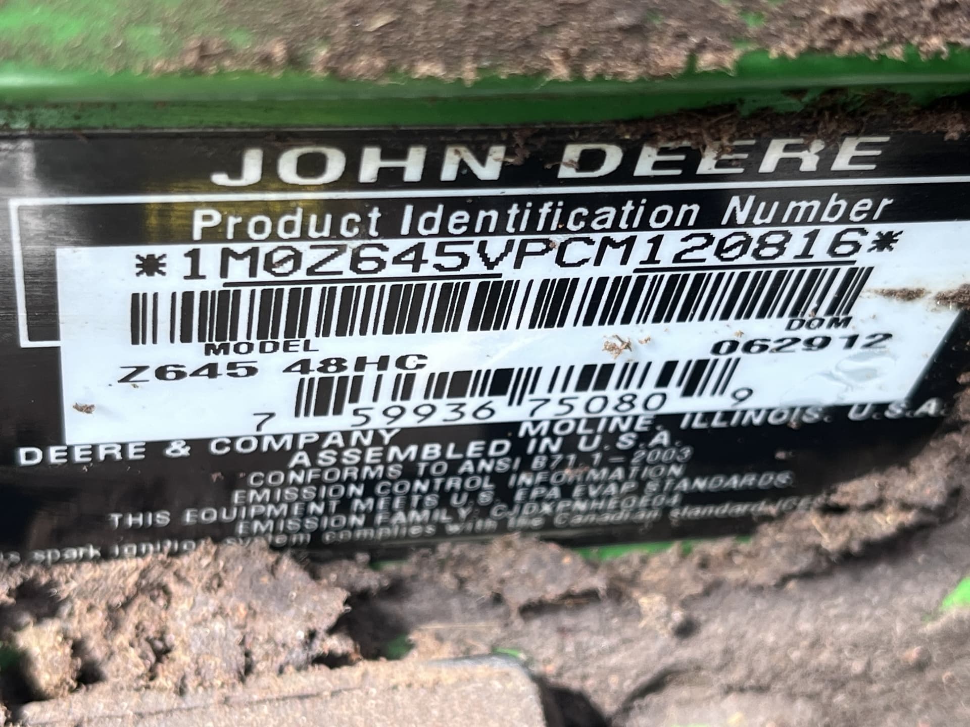 2012 John Deere Z645 Image