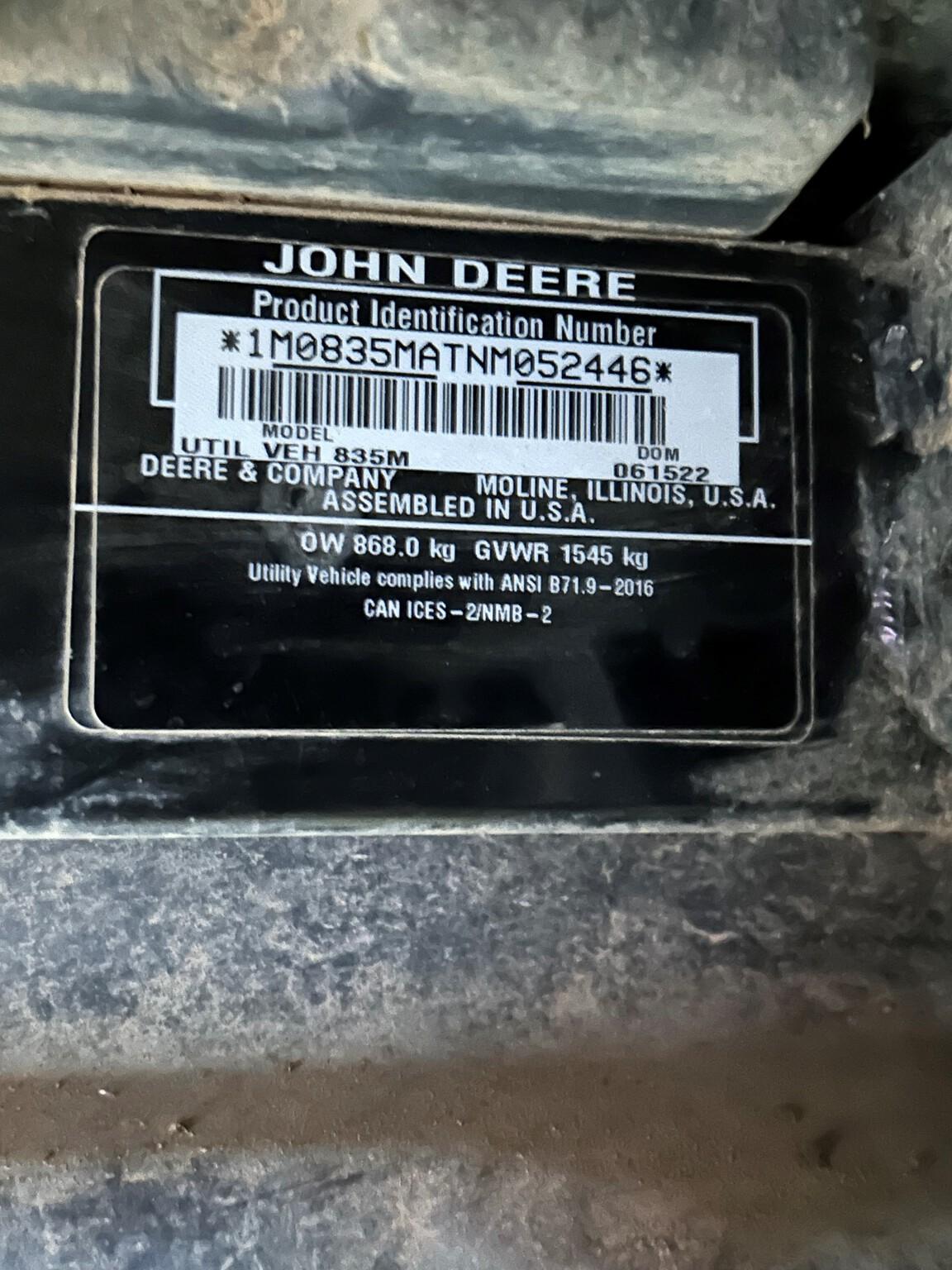 2022 John Deere XUV 835M