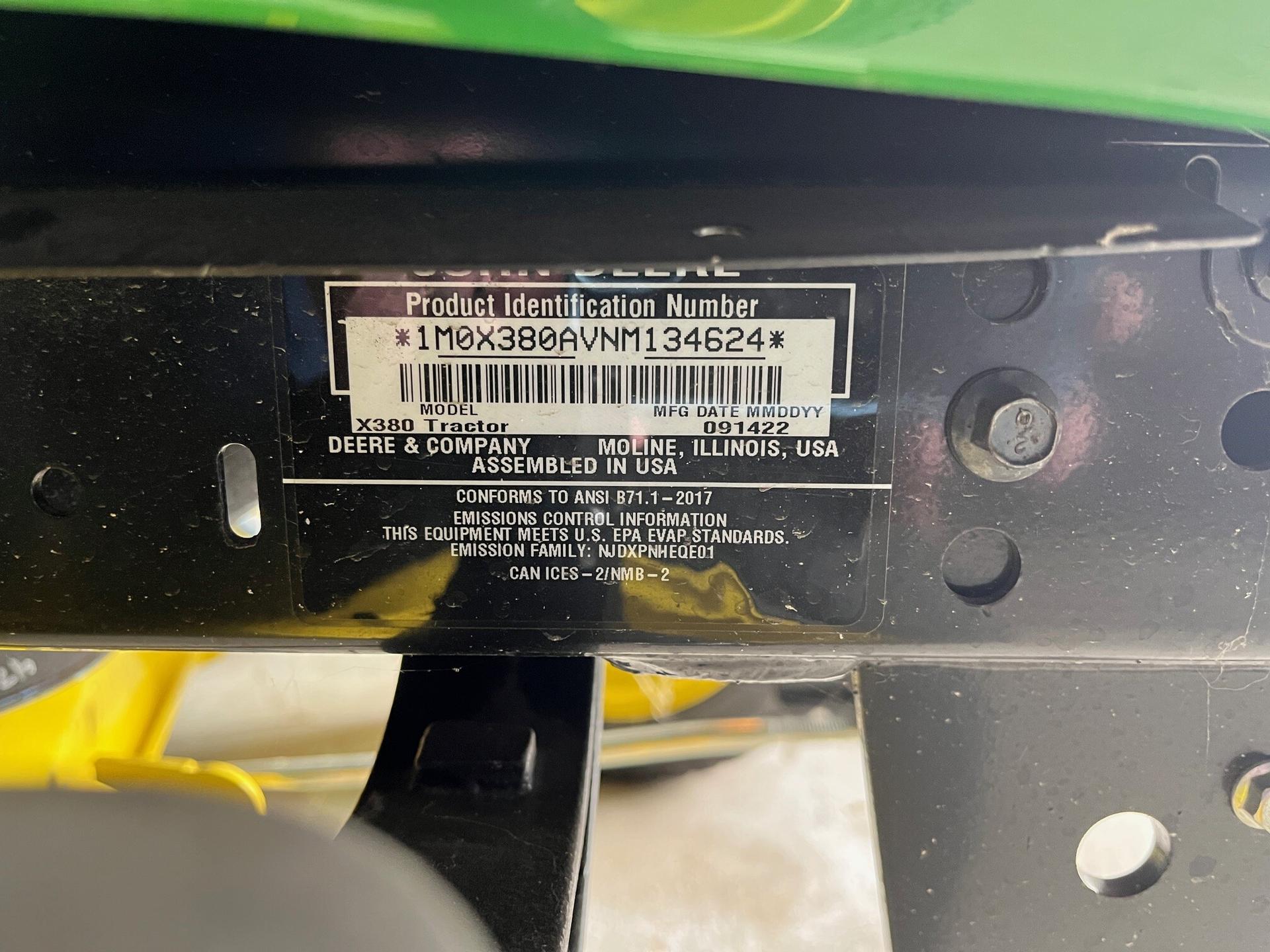 2022 John Deere X380 Image