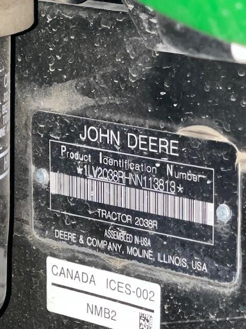 2022 John Deere 2038R