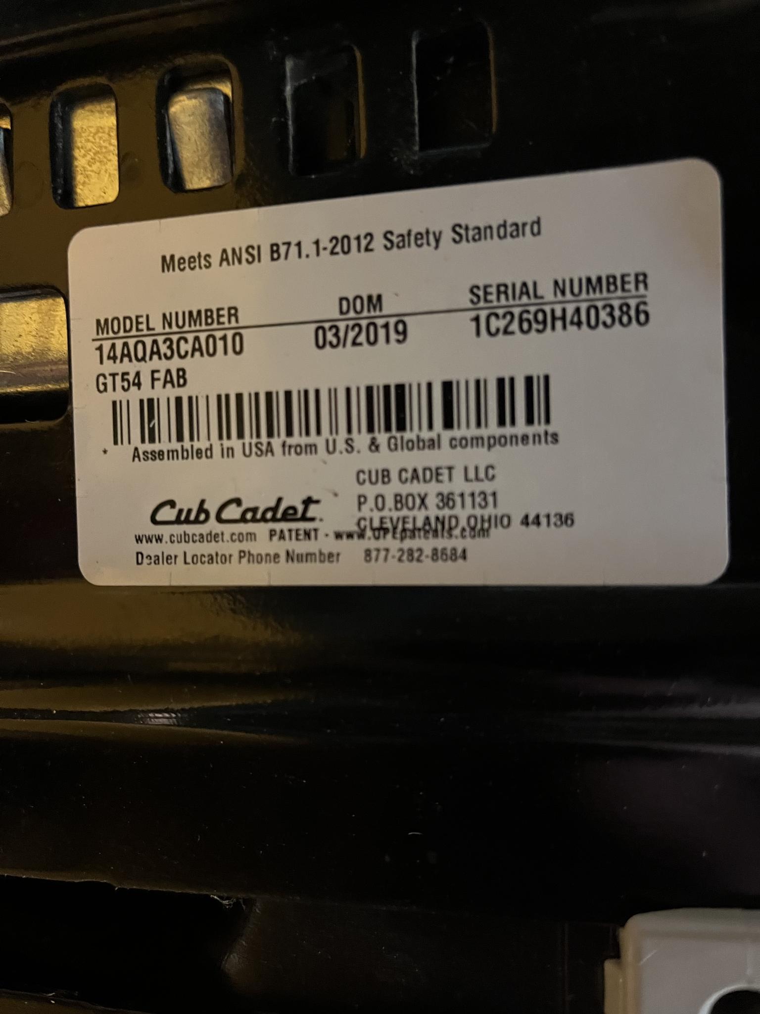 2019 Cub Cadet GT54